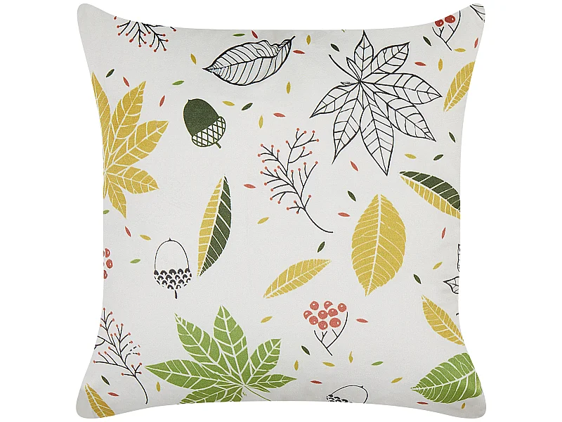 Dekokissen mit Füllung Samtstoff weiß Blättermotiv 45x45 cm Boho Mullein