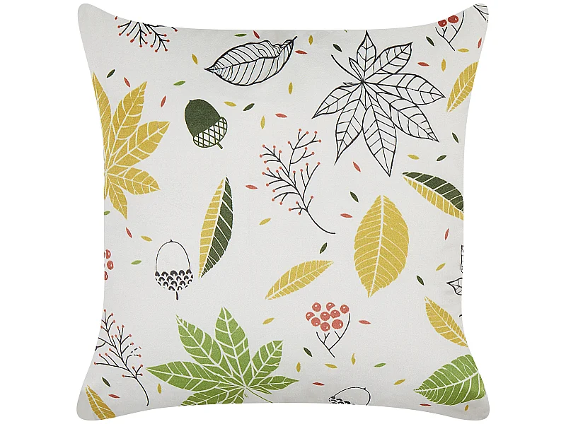 Dekokissen mit Füllung Samtstoff weiß Blättermotiv 45x45 cm Boho Mullein