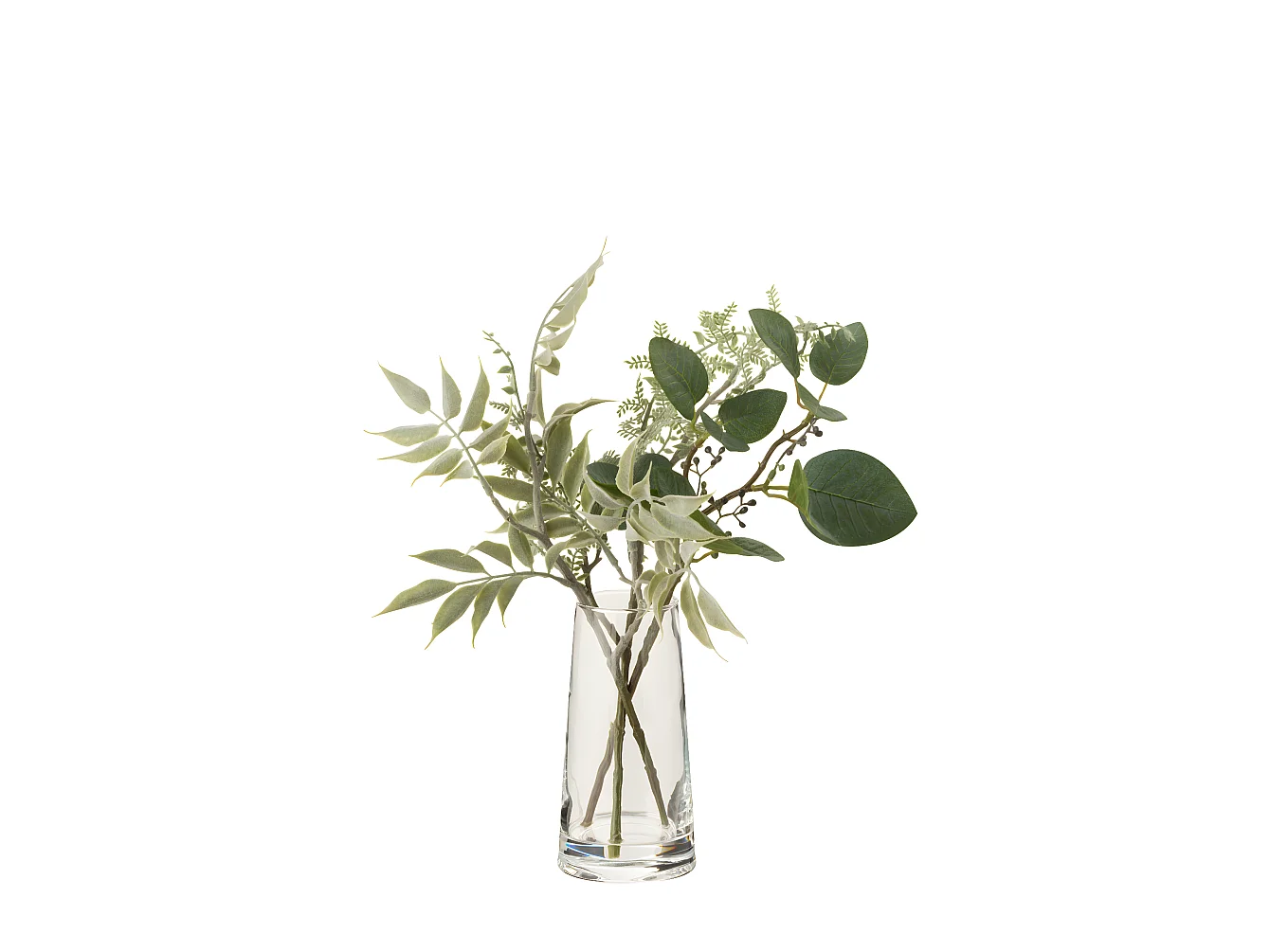 Jarrón con decoración vegetal artificial de plástico verde de 20x20x32 cm