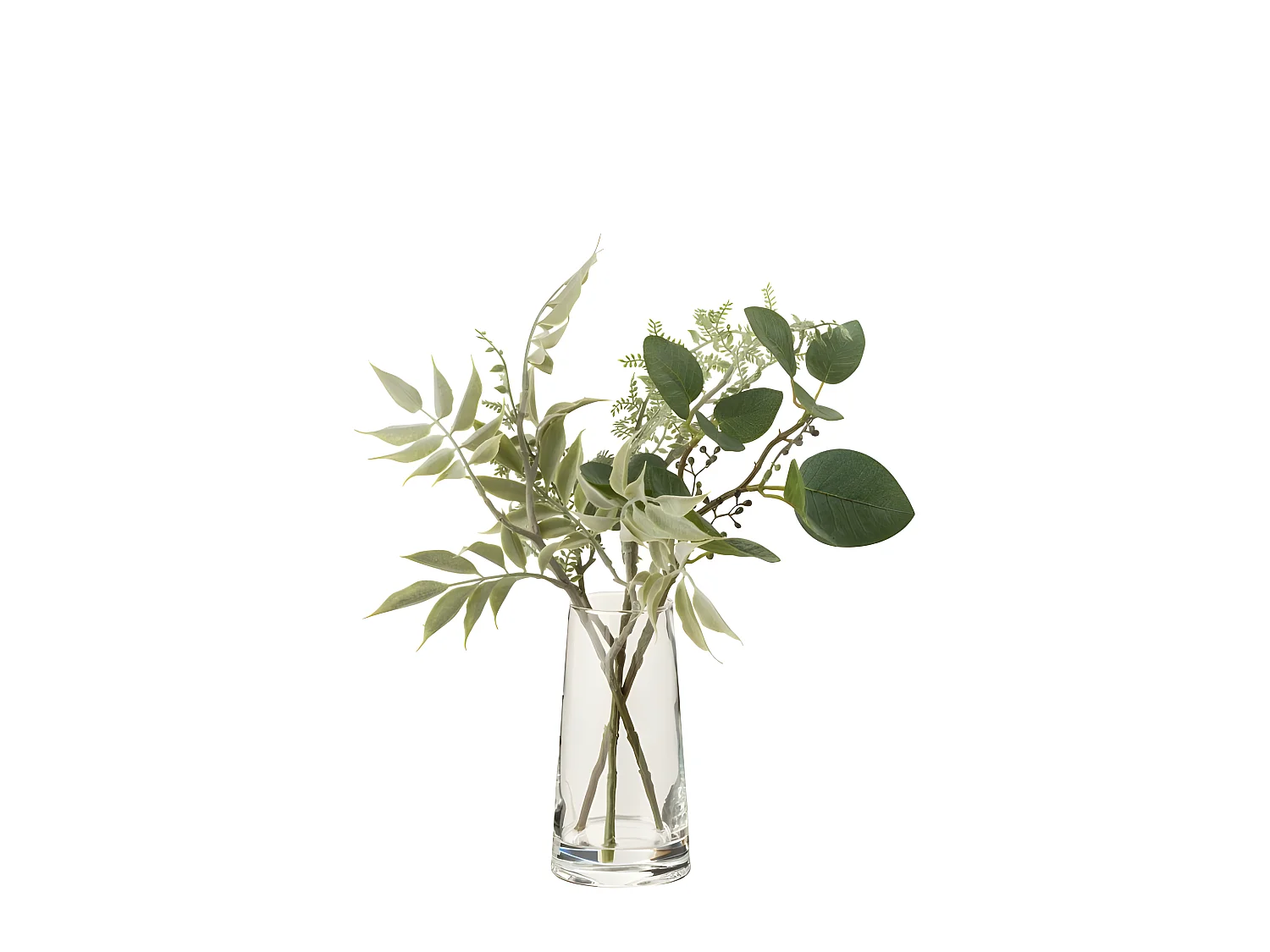 Jarrón con decoración vegetal artificial de plástico verde de 20x20x32 cm