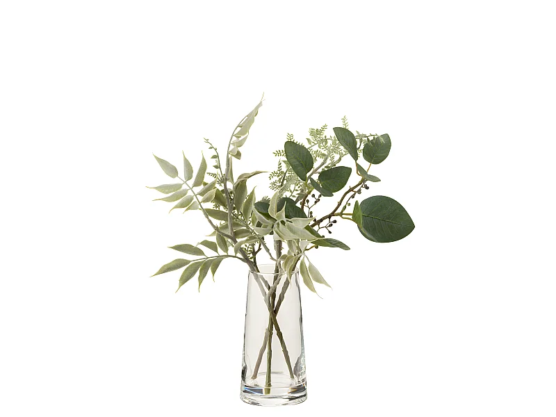 Feuille Artificielle "Branche & Vase" 38cm Vert Clair
