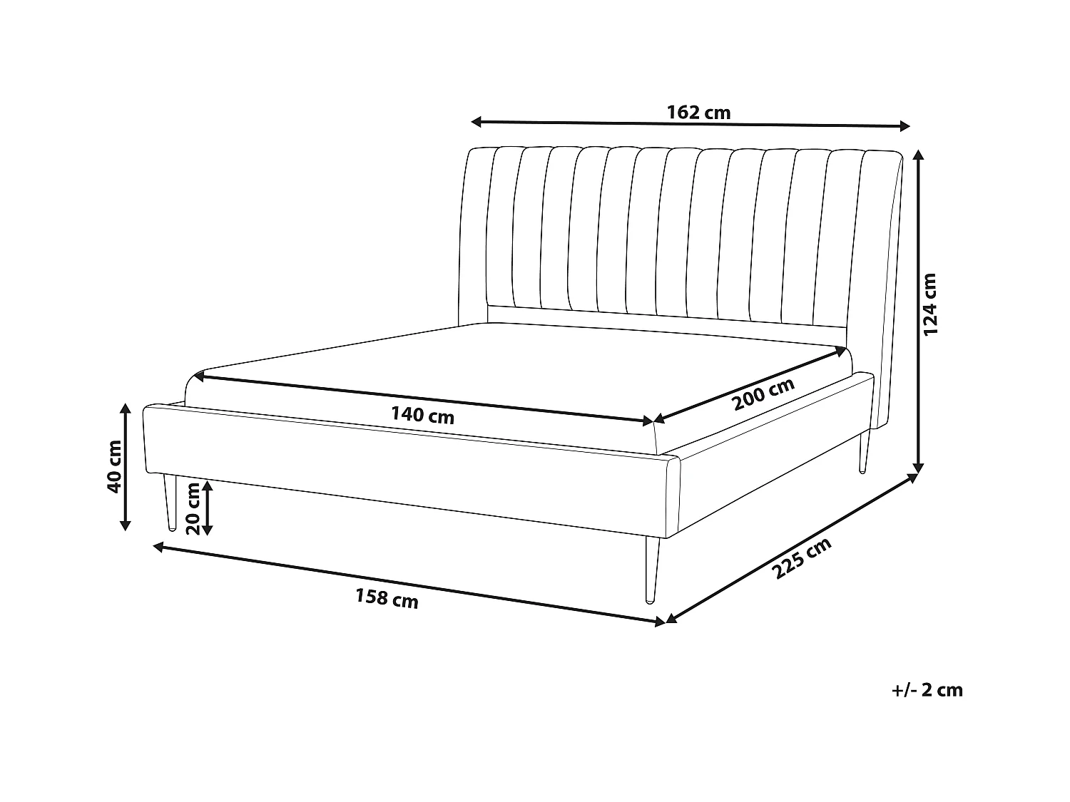 Bed Fluweel MARVILLE 140 x 200 cm Zandbeige
