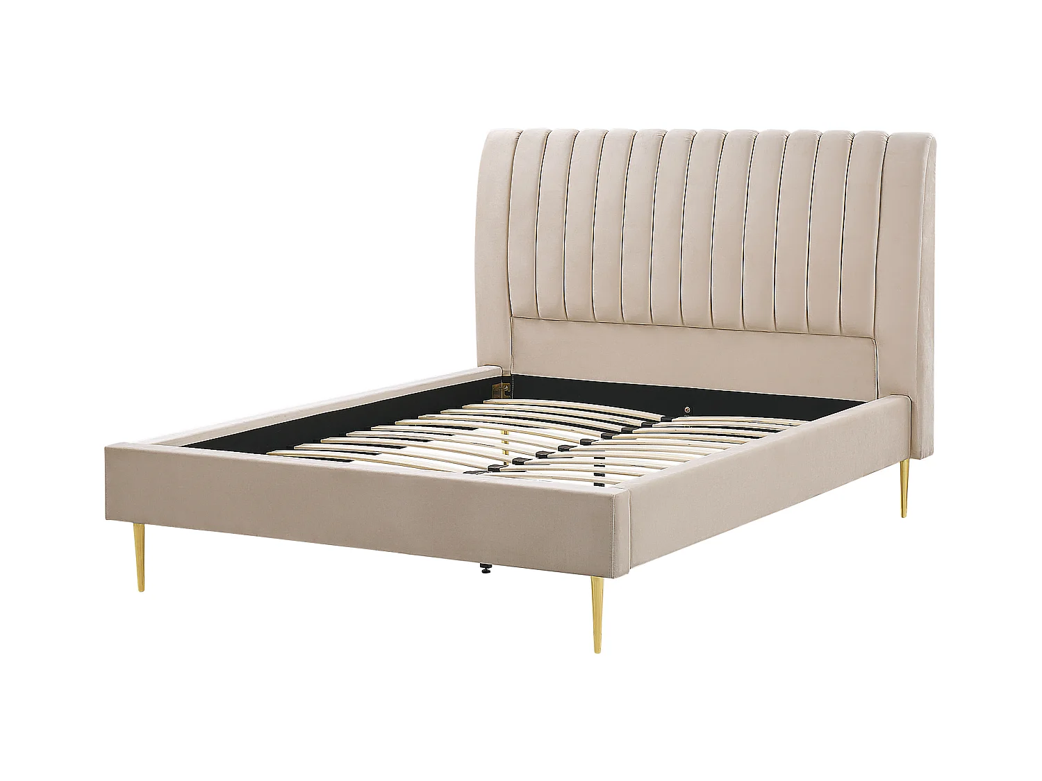 Bed Fluweel MARVILLE 140 x 200 cm Zandbeige