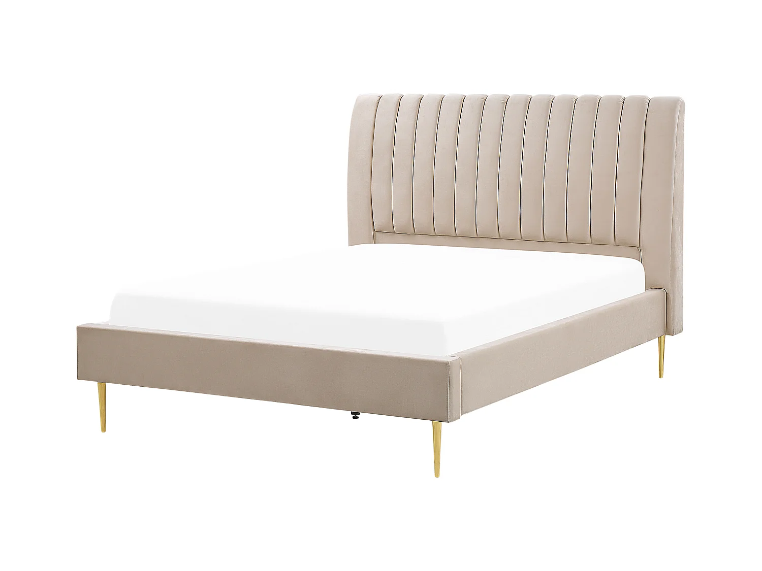 Lit avec sommier Velours MARVILLE 140 x 200 cm Beige sable