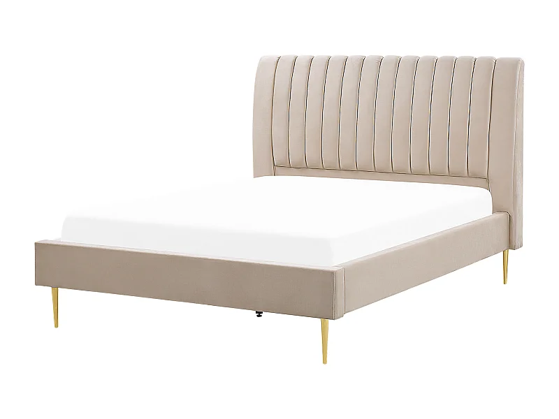 Cama Veludo MARVILLE 140 x 200 cm Cor de areia