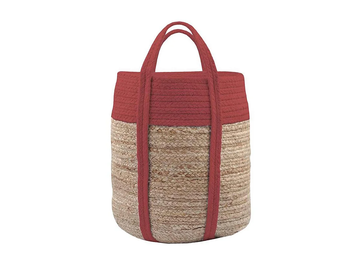 Panier en Jute et coton PALAWAN finition Terracotta