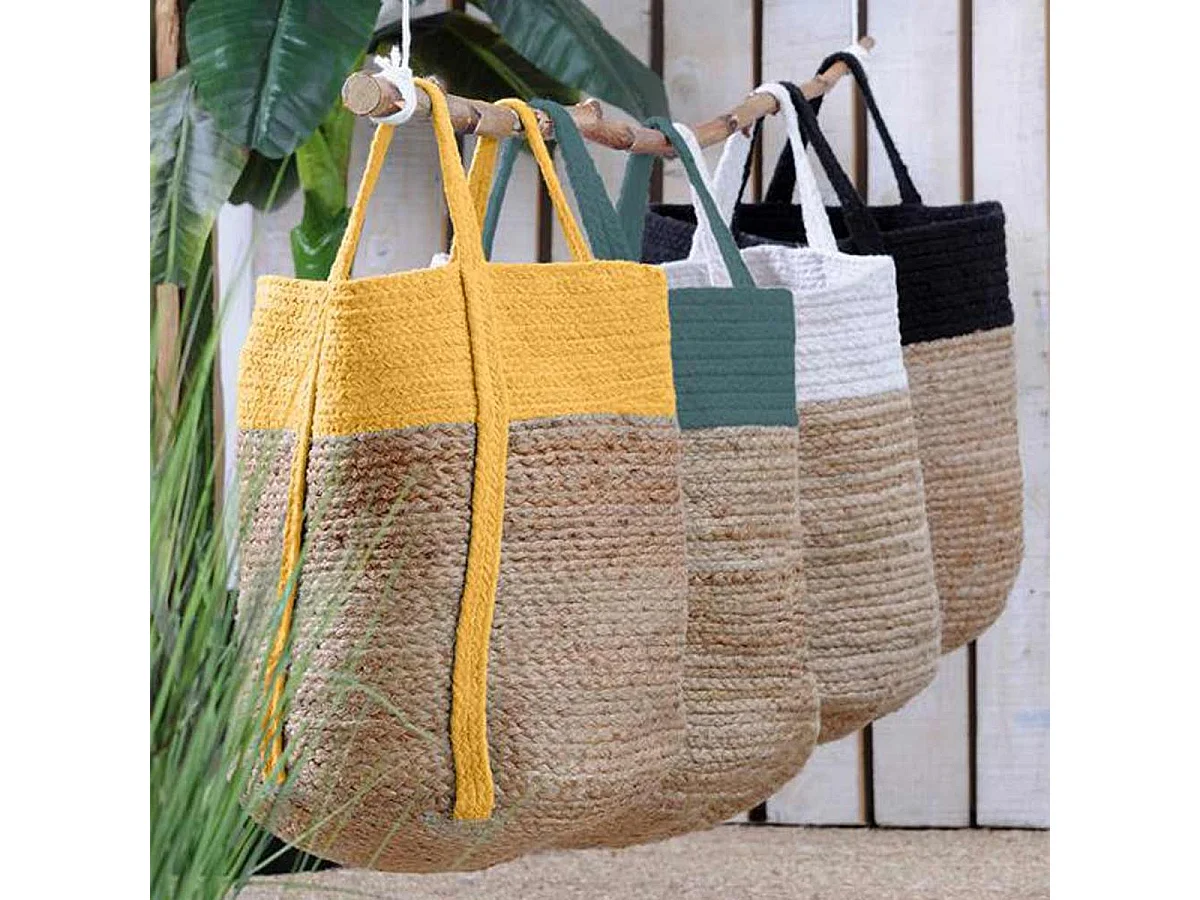 Panier en Jute et coton PALAWAN finition Terracotta