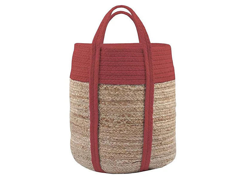 Panier en Jute et coton PALAWAN finition Terracotta