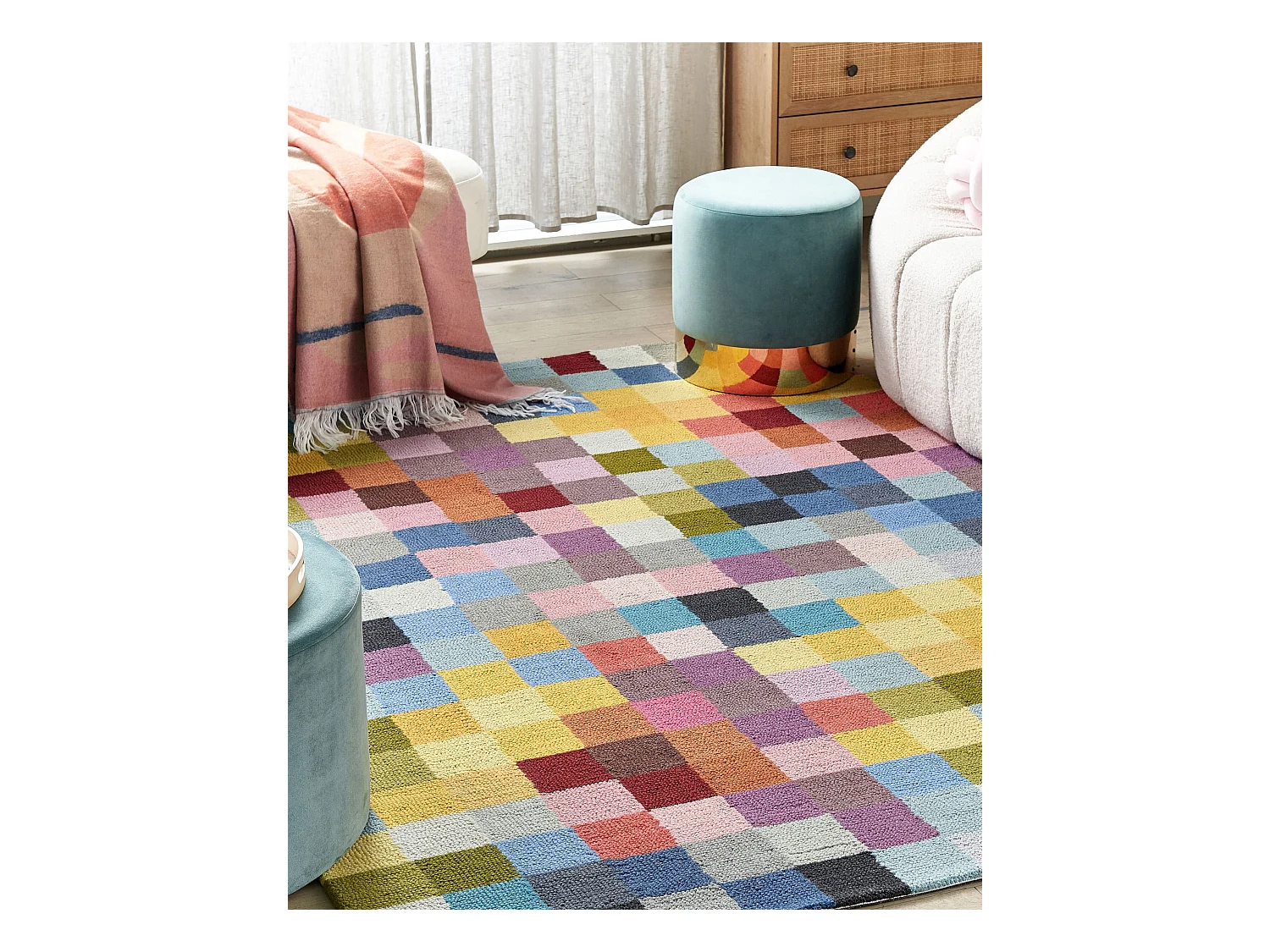 Vloerkleed wol meerkleurig 200 x 200 cm KANDIRA