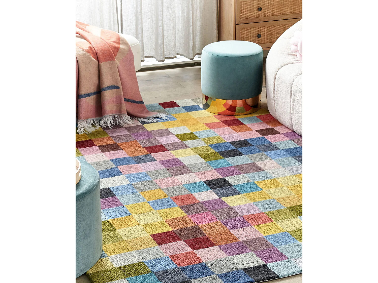 Vloerkleed wol meerkleurig 200 x 200 cm KANDIRA