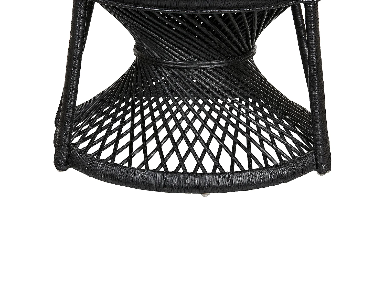 Outdoor/Indoor Pfauensessel aus Rattan schwarz mit Sitzkissen Boho Emmanuelle