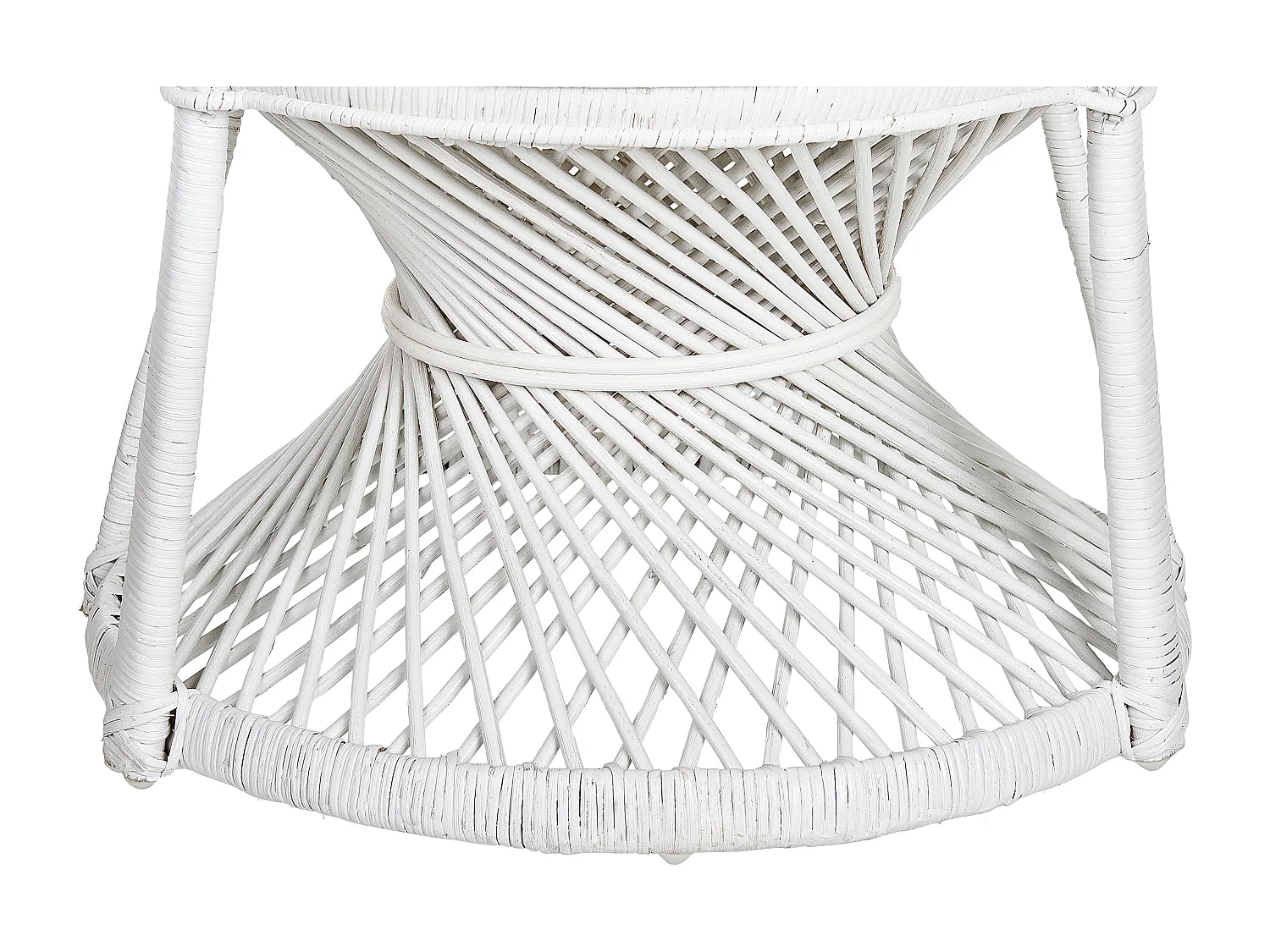 Outdoor/Indoor Pfauensessel aus Rattan weiß mit Sitzkissen Boho Stil Emmanuelle