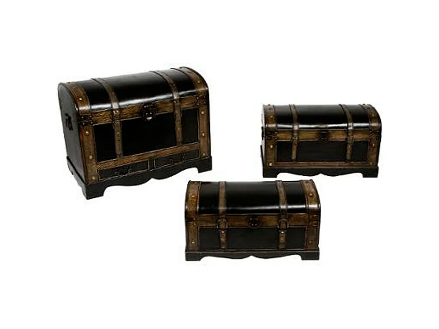 Set de 3 Malles en Bois "British" Marron
