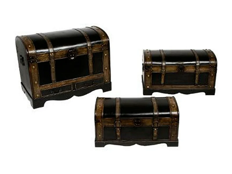 Set de 3 Malles en Bois "British" Marron