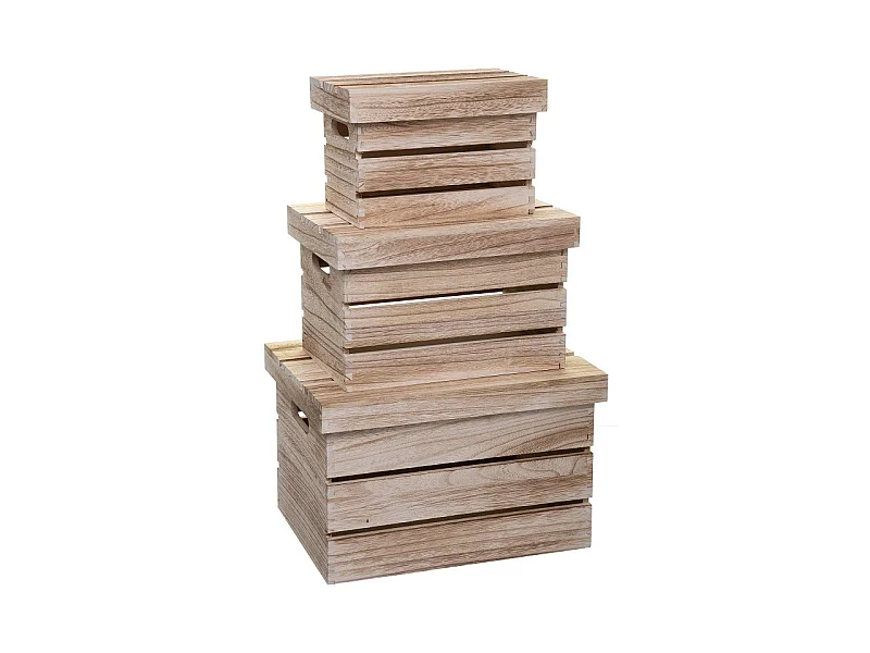 Lot de 3 Boîtes de Rangement "Warm" 38cm Naturel
