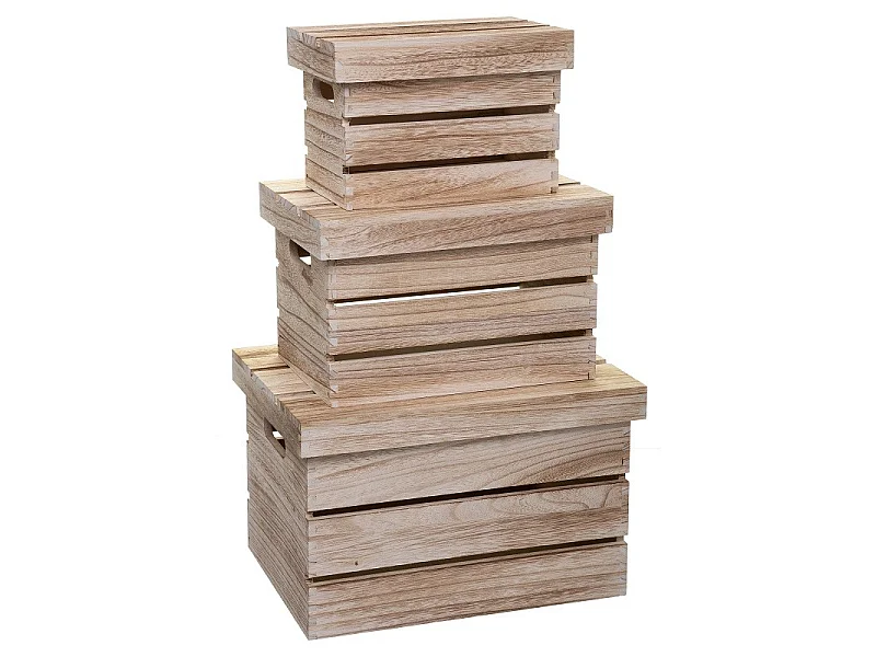 Lot de 3 Boîtes de Rangement "Warm" 38cm Naturel