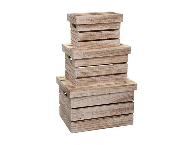 Lot de 3 Boîtes de Rangement "Warm" 38cm Naturel