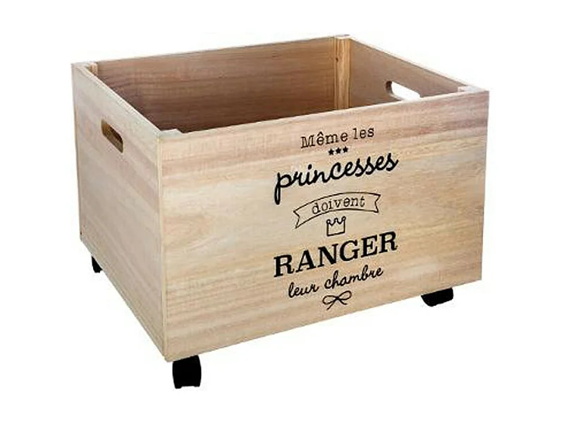 Boîte de Rangement à Roulettes "Princess" 50cm Naturel