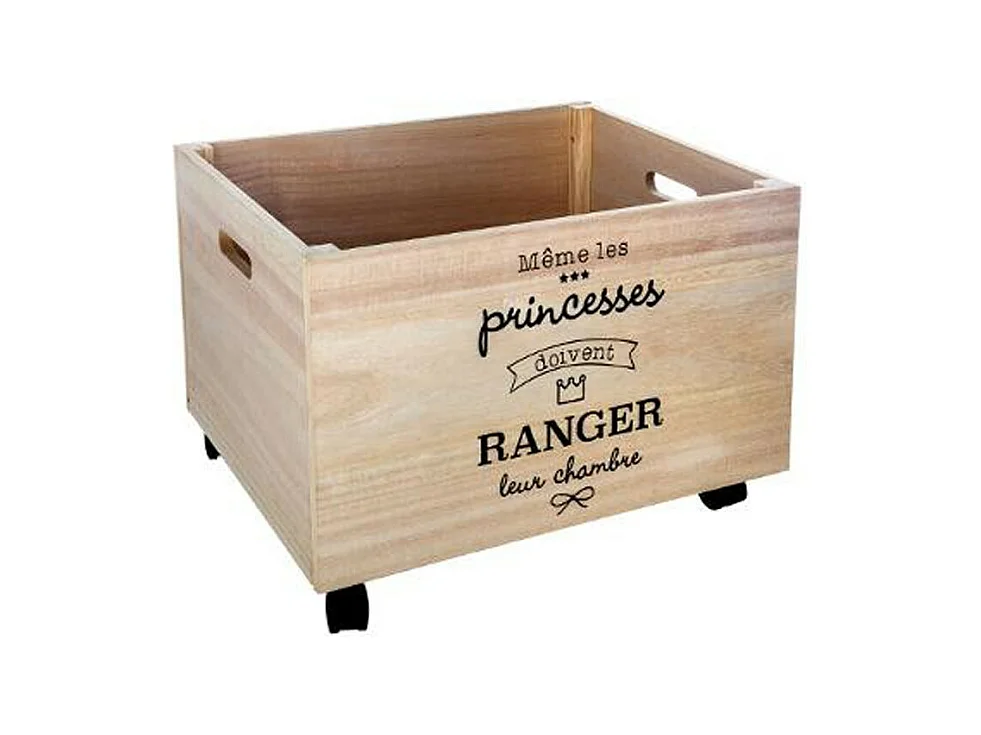 Boîte de Rangement à Roulettes "Princess" 50cm Naturel