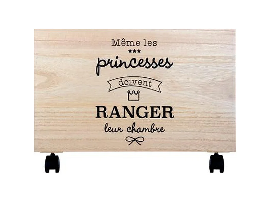 Boîte de Rangement à Roulettes "Princess" 50cm Naturel