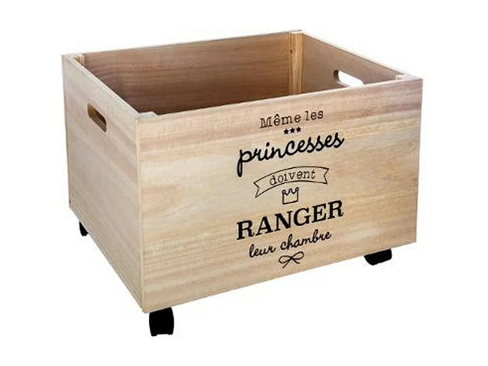 Boîte de Rangement à Roulettes "Princess" 50cm Naturel