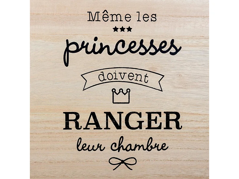 Boîte de Rangement à Roulettes "Princess" 50cm Naturel