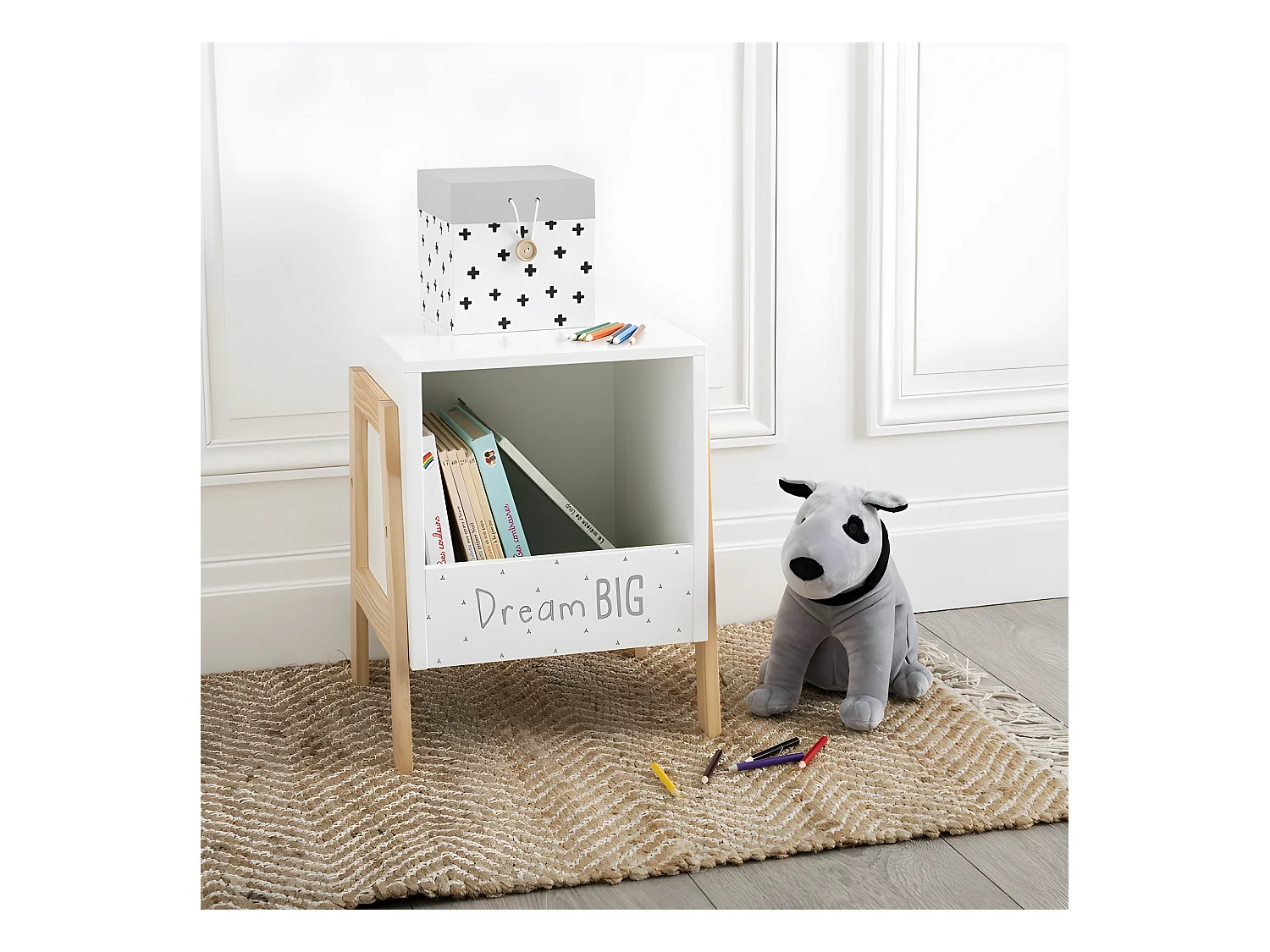 Mesa de cabeceira em MDF branco 40x33øcm