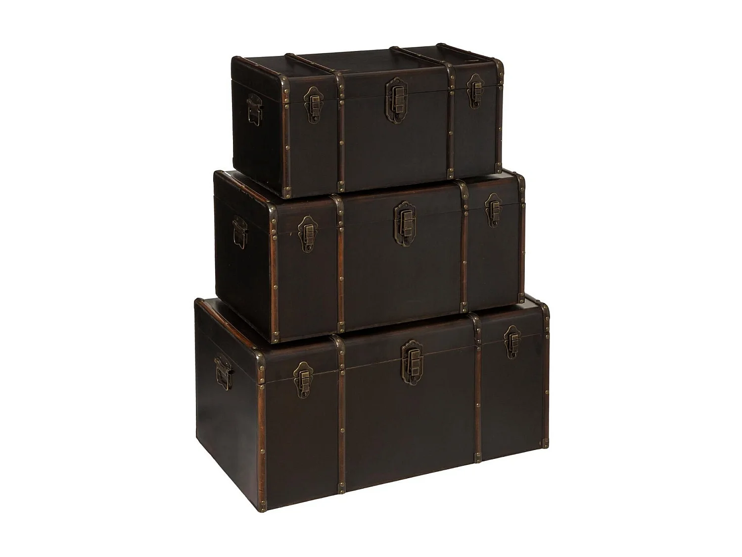 Lot de 3 Malles de Rangement "British" 80cm Marron