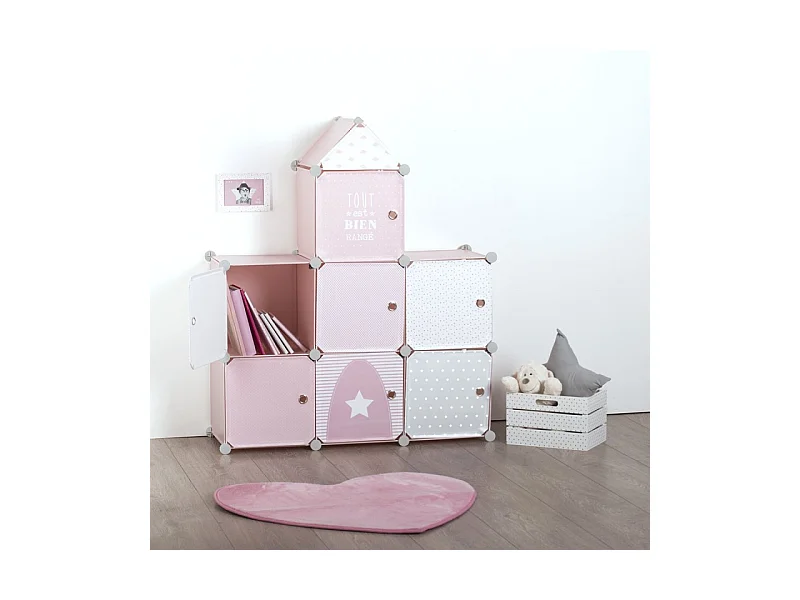 Casier de Rangement "Château" 111cm Rose