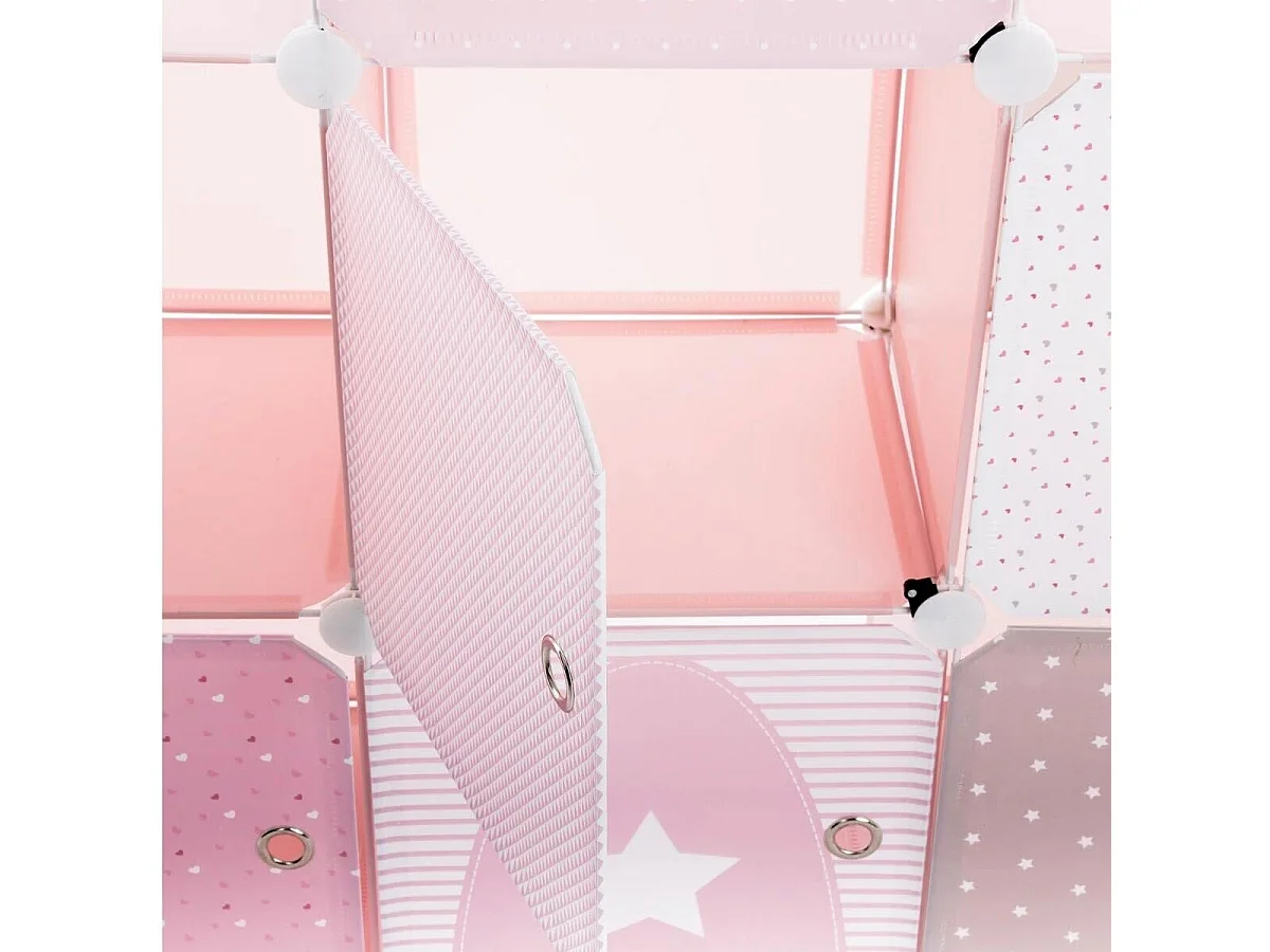 Estantería infantil 7 módulos forma castillo rosa 109x94,5x32 cm