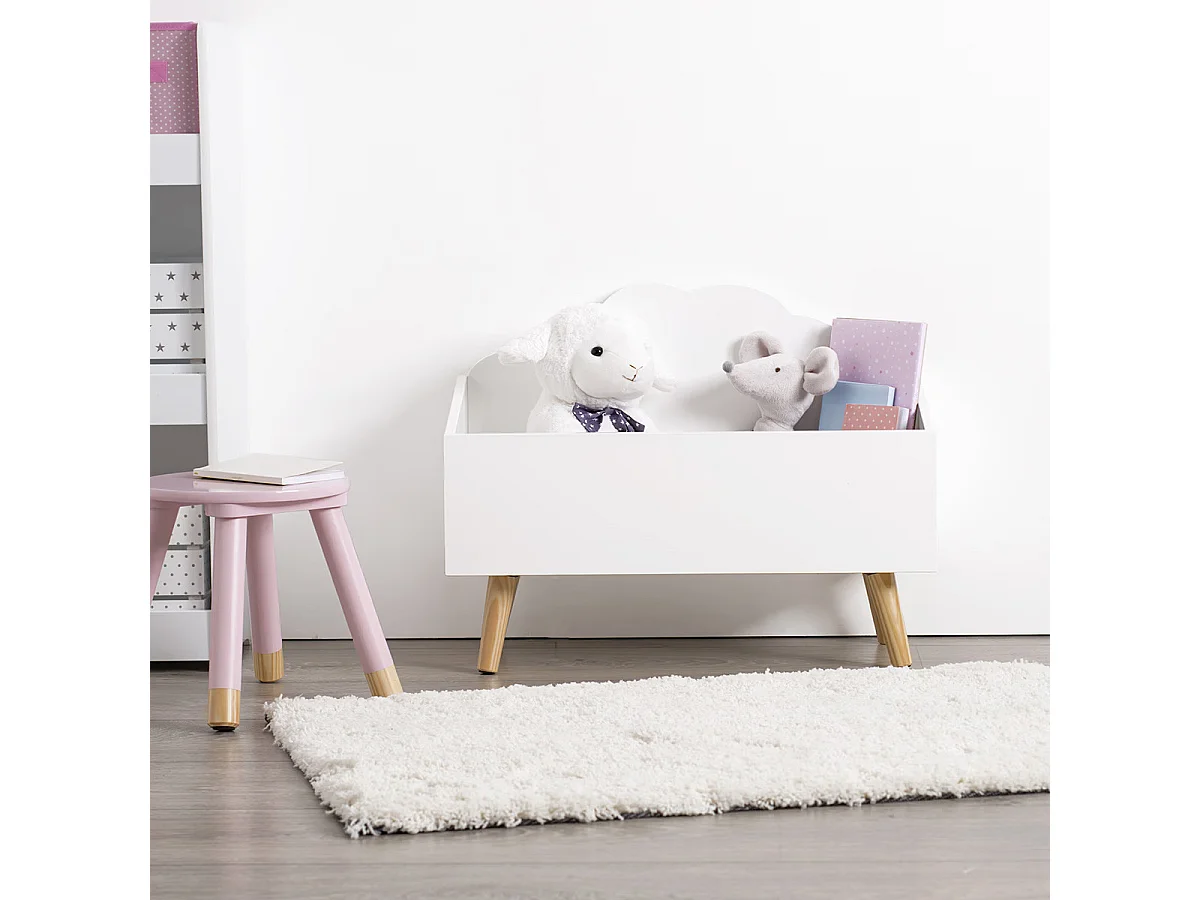 Cômoda para quarto infantil Douceur, 58 cm, melamina e pés de madeira brancos