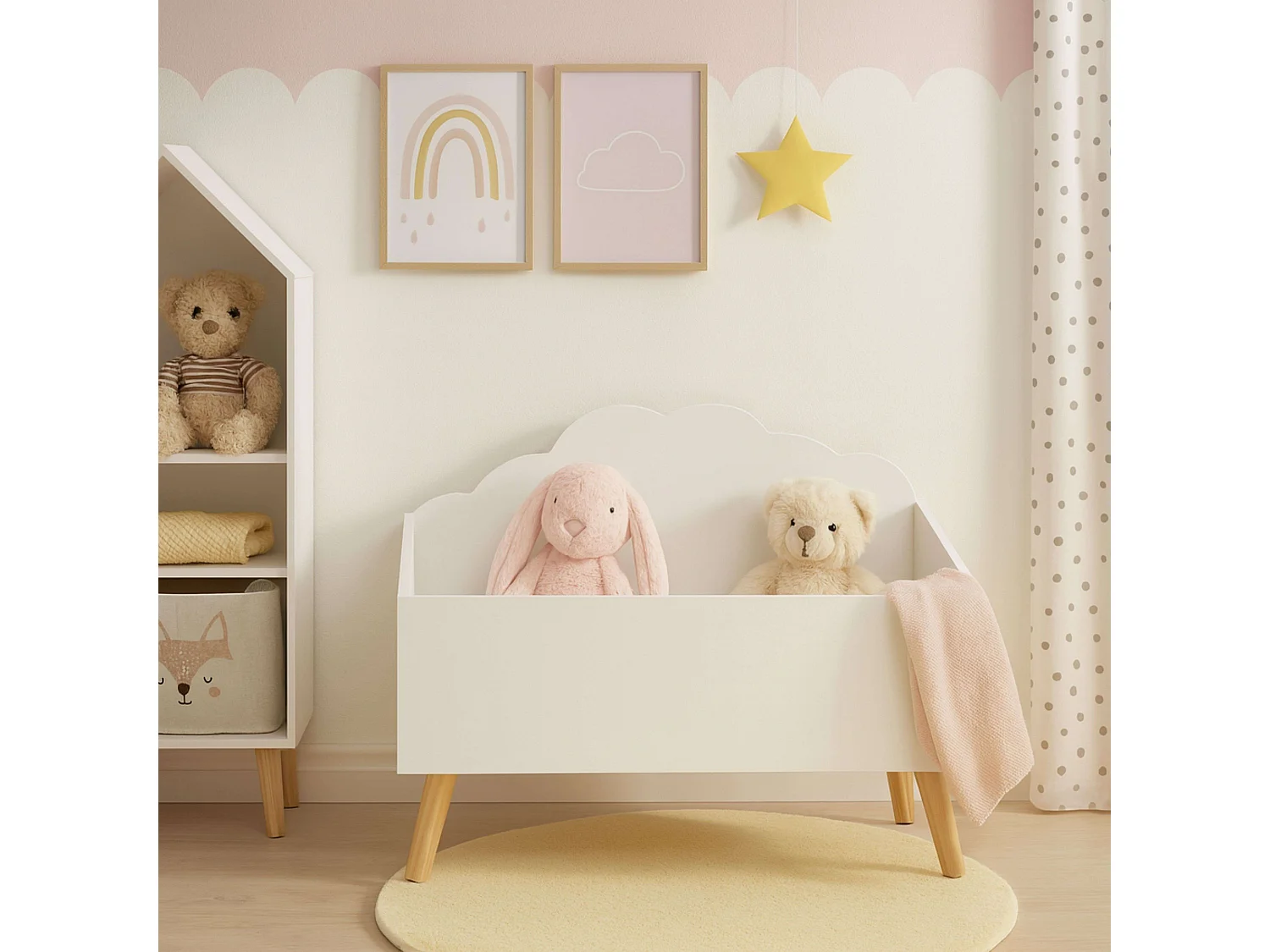 Coffre de Rangement "Nuage" 58cm Blanc