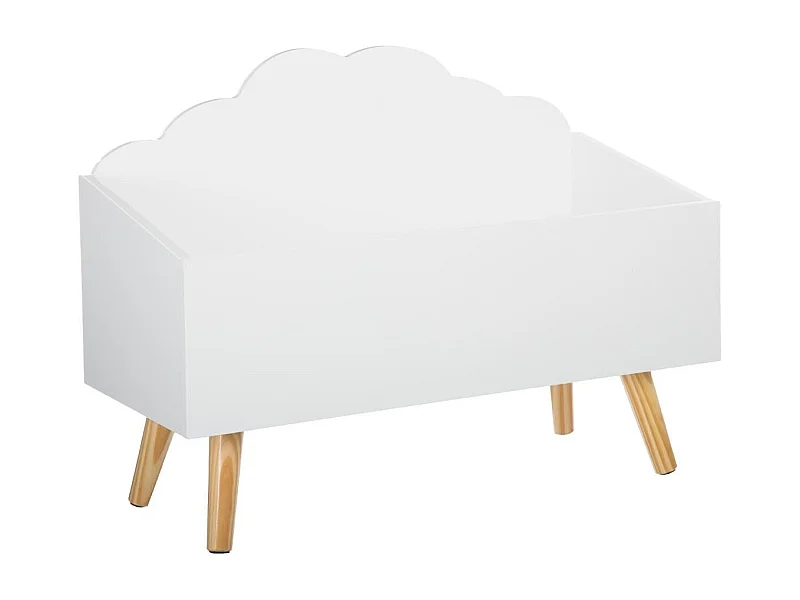 Baul Douceur Infantil Dormitorio, 58 cm, Melamina y Patas Madera Blanco