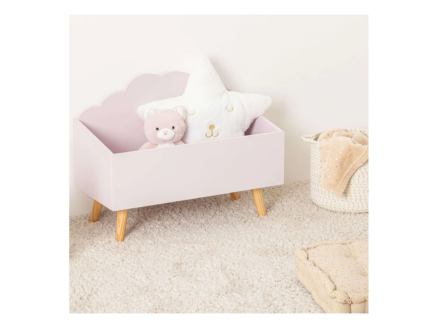 Coffre de Rangement "Nuage" 58cm Rose