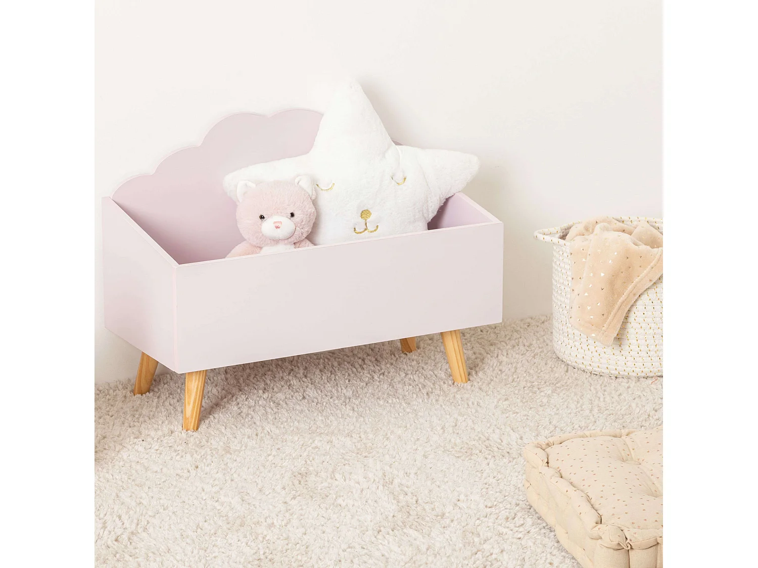 Coffre de Rangement "Nuage" 58cm Rose