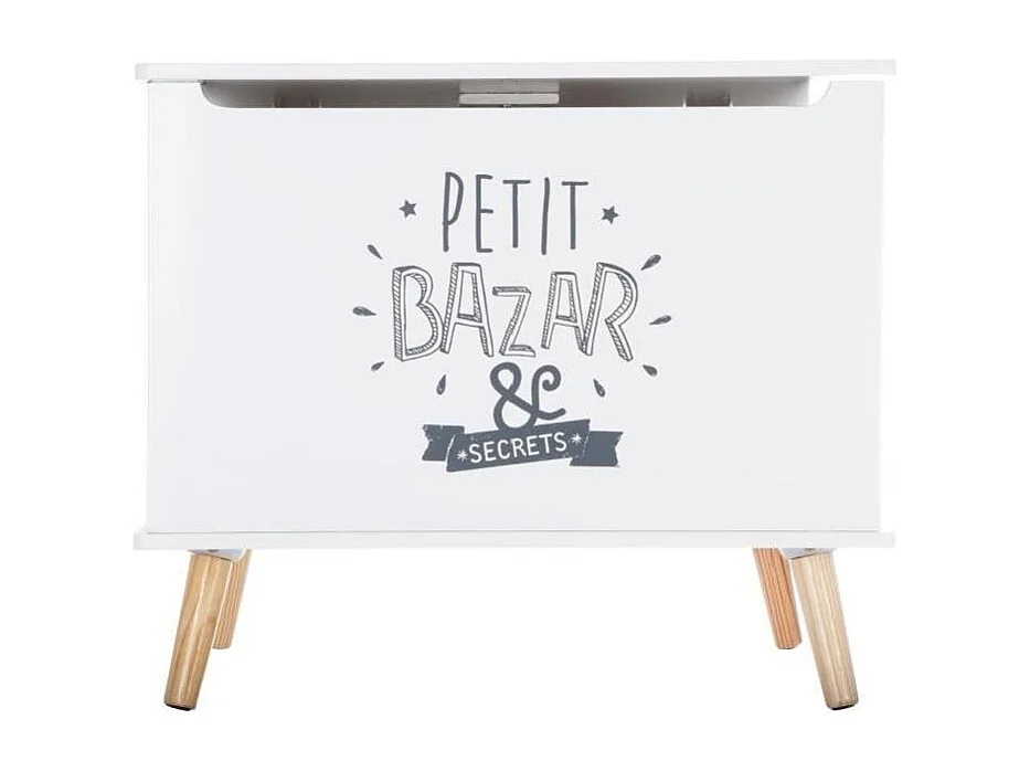 Baúl Infantil Estampado con 1 Cajón y Patas 58 cm Melamina Blanco