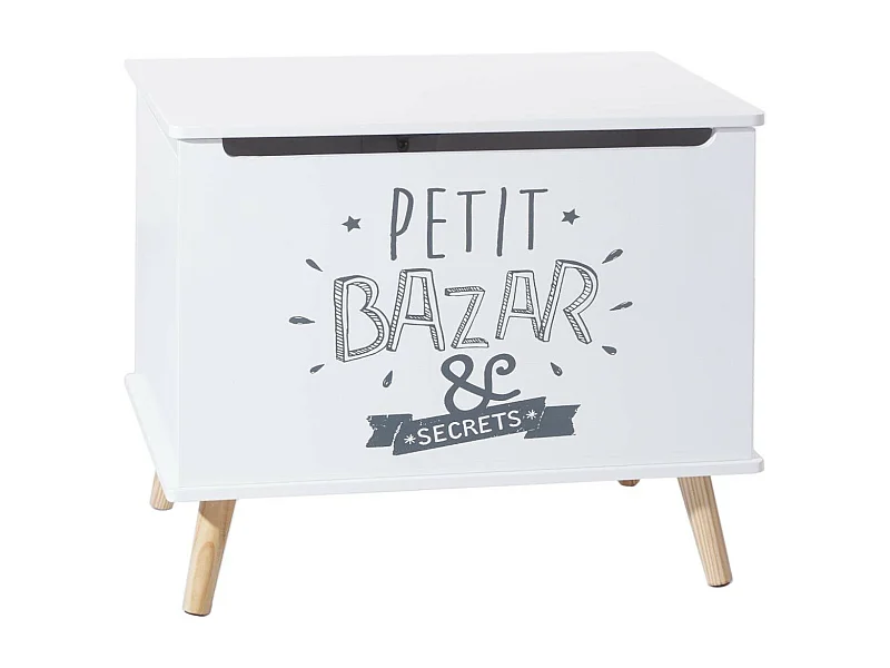 Baú Infantil Estampado com 1 Gaveta e Pés 58 cm Melamina Branca