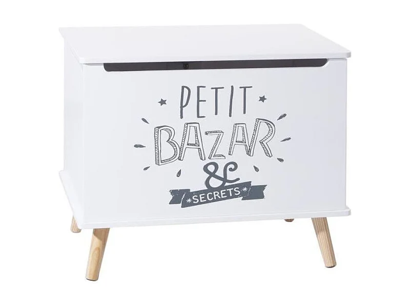 Baú Infantil Estampado com 1 Gaveta e Pés 58 cm Melamina Branca