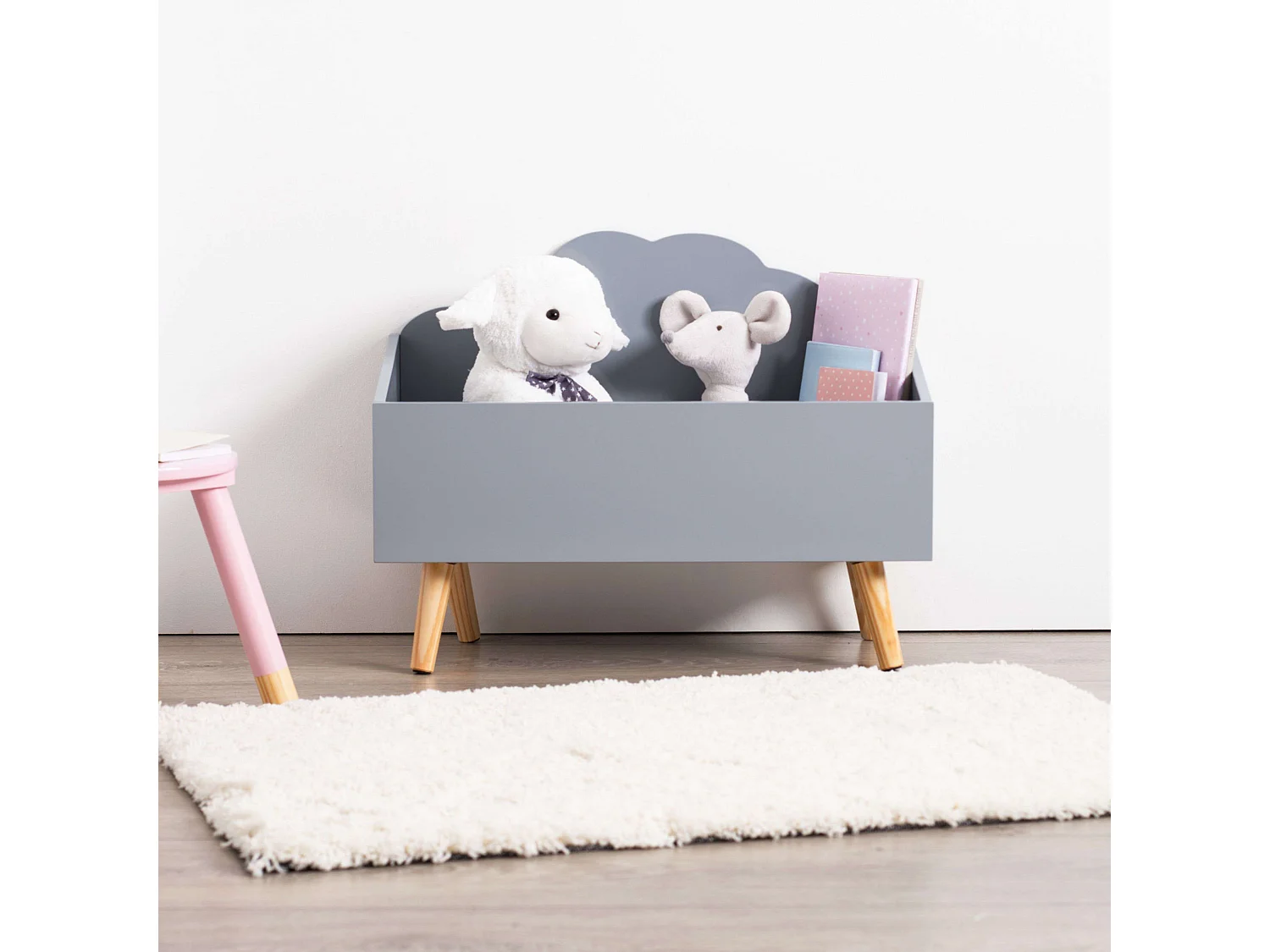 Coffre de Rangement "Nuage" 58cm Gris