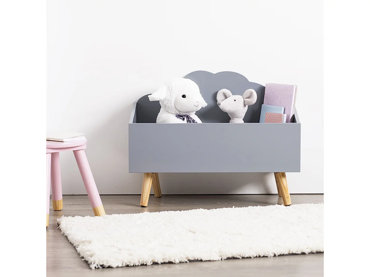 Baú Infantil Nube Douceur Melamina Cinza/Carvalho 58 cm