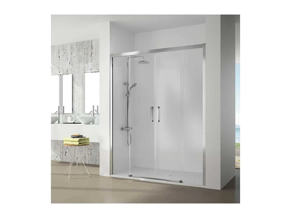 Frontal de ducha 2 fijos+ 2 Puertas Correderas 192-198 cm S400 Cromado