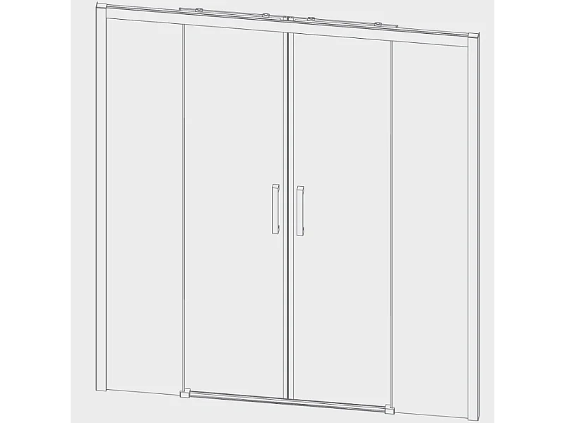 Mampara de ducha frontal 2 fijos+ 2 Puertas Correderas 156-162  cm S400 Cromado con Cristal serigrafiado
