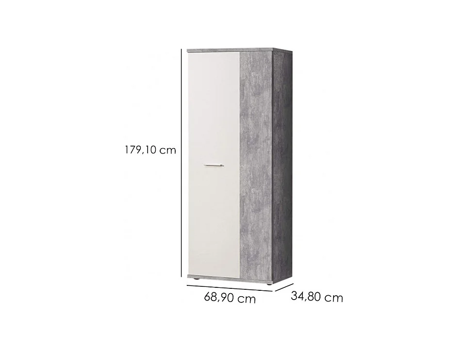Meuble à chaussure 2 portes décor béton et blanc - CLASS