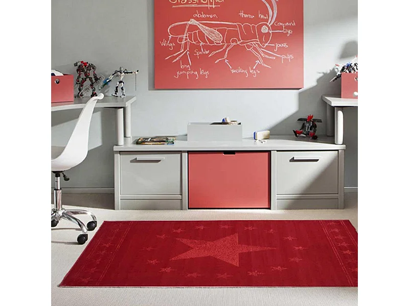 Tapis enfant 235x320 rectangle tissé rouge LYN1 1ST START