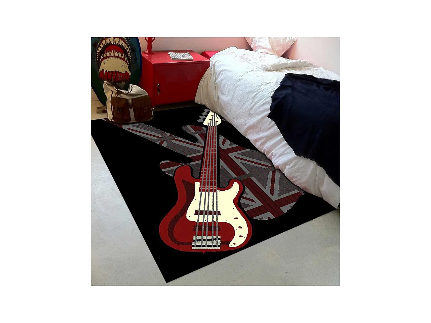 Tapis enfant 235x320 rectangle tissé noir LYN49 GUITARD