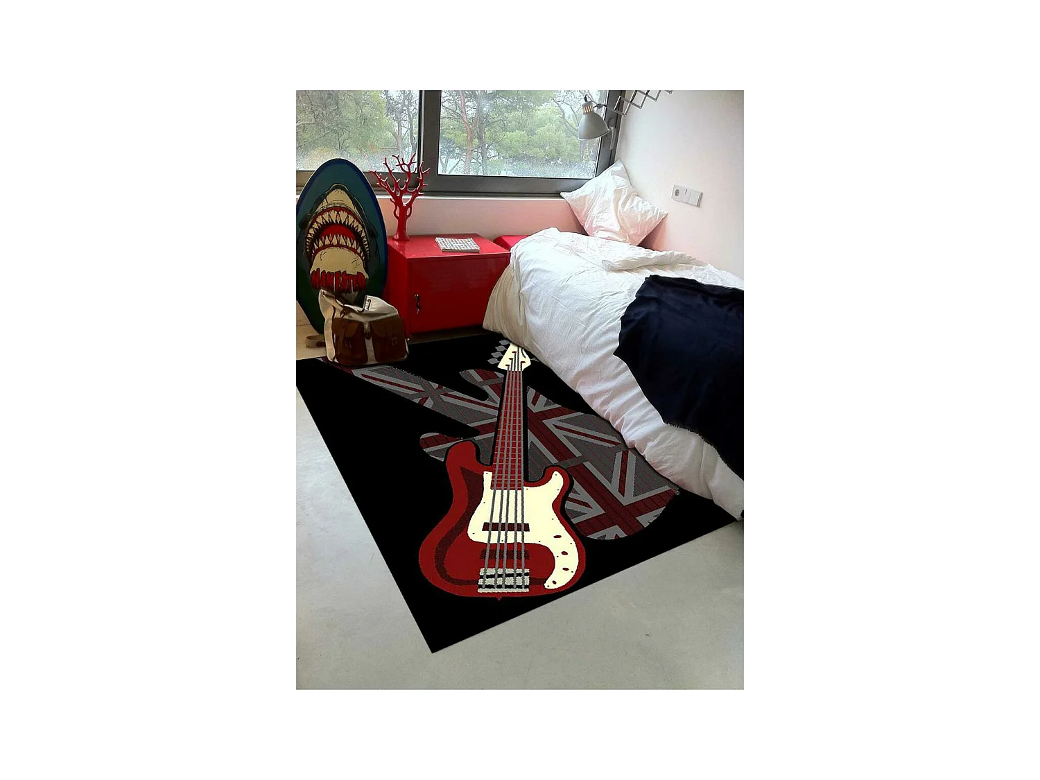 Tapis enfant 235x320 rectangle tissé noir LYN49 GUITARD