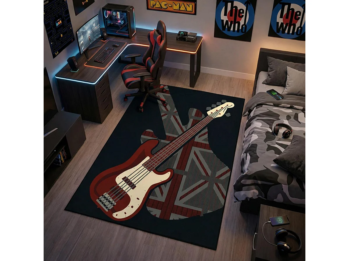 Tapis salon 235x320 rectangle tissé noir LYN49 GUITARD