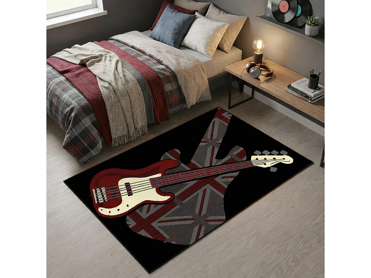 Tapis salon 235x320 rectangle tissé noir LYN49 GUITARD