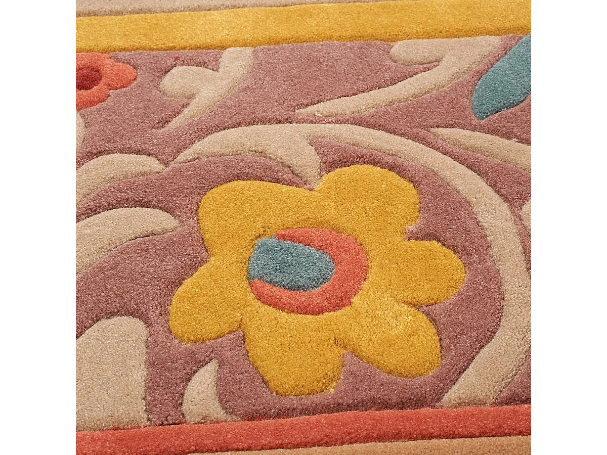 tapis salon 170x240 fait main en acrylique violet et rose rectangle motif floral