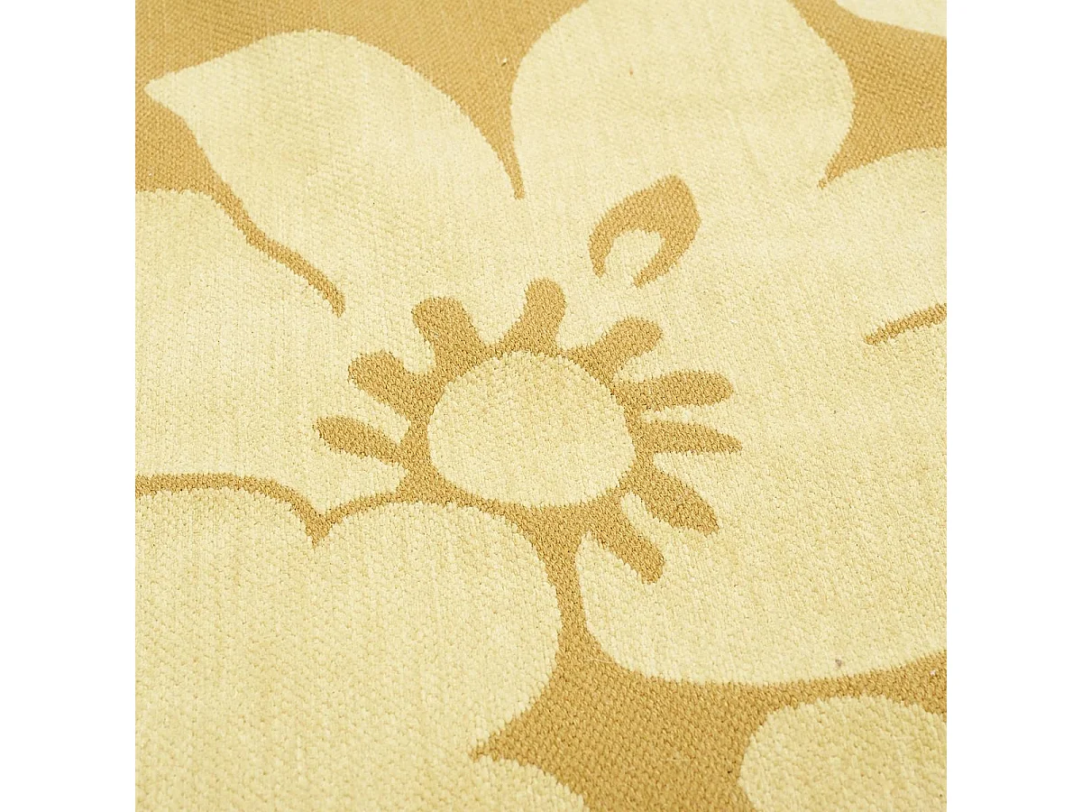 Tapis kilim 150x235 rectangle tissé en coton beige motif floral ALIXIA